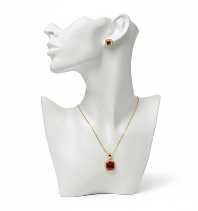 Red Square Cubic Zirconia Set - Zambeel