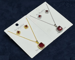 Red Square Cubic Zirconia Set - Zambeel