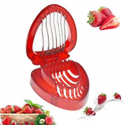 Red Strawberry Slicer Plastic Fruit Carving Tools Salad Cutter Berry Strawberry Cake Decoration Cutter Kitchen Gadgets - Zambeel