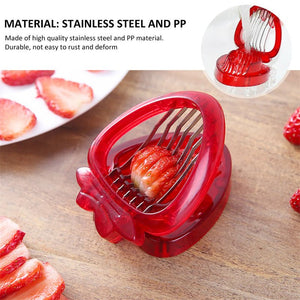 Red Strawberry Slicer Plastic Fruit Carving Tools Salad Cutter Berry Strawberry Cake Decoration Cutter Kitchen Gadgets - Zambeel