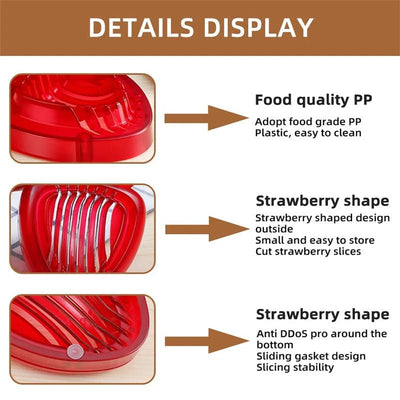 Red Strawberry Slicer Plastic Fruit Carving Tools Salad Cutter Berry Strawberry Cake Decoration Cutter Kitchen Gadgets - Zambeel