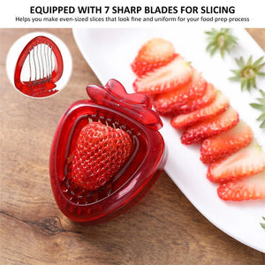 Red Strawberry Slicer Plastic Fruit Carving Tools Salad Cutter Berry Strawberry Cake Decoration Cutter Kitchen Gadgets - Zambeel