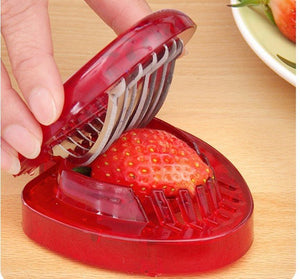 Red Strawberry Slicer Plastic Fruit Carving Tools Salad Cutter Berry Strawberry Cake Decoration Cutter Kitchen Gadgets - Zambeel