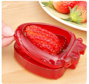 Red Strawberry Slicer Plastic Fruit Carving Tools Salad Cutter Berry Strawberry Cake Decoration Cutter Kitchen Gadgets - Zambeel
