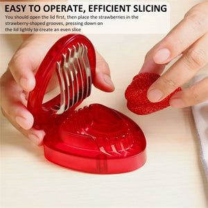 Red Strawberry Slicer Plastic Fruit Carving Tools Salad Cutter Berry Strawberry Cake Decoration Cutter Kitchen Gadgets - Zambeel