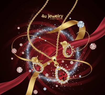 Red Teardrop Cubic Zirconia Set - Zambeel