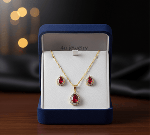 Red Teardrop Cubic Zirconia Set - Zambeel