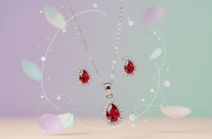 Red Teardrop Cubic Zirconia Set - Zambeel