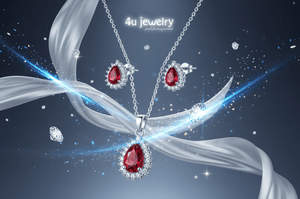 Red Teardrop Cubic Zirconia Set - Zambeel
