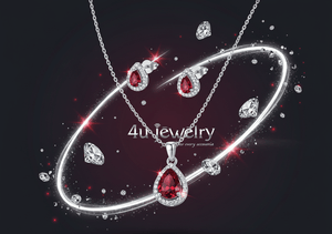 Red Teardrop Cubic Zirconia Set - Zambeel