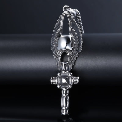 Relief Angel Wings Cross Titanium Steel Pendant - Zambeel