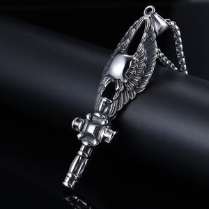 Relief Angel Wings Cross Titanium Steel Pendant - Zambeel