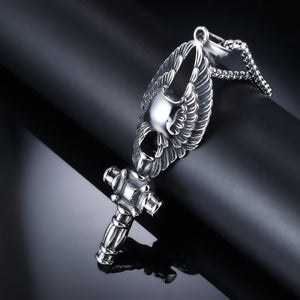 Relief Angel Wings Cross Titanium Steel Pendant - Zambeel