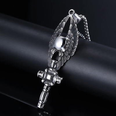 Relief Angel Wings Cross Titanium Steel Pendant - Zambeel