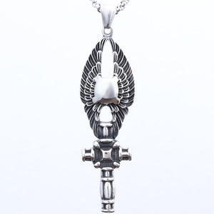 Relief Angel Wings Cross Titanium Steel Pendant - Zambeel