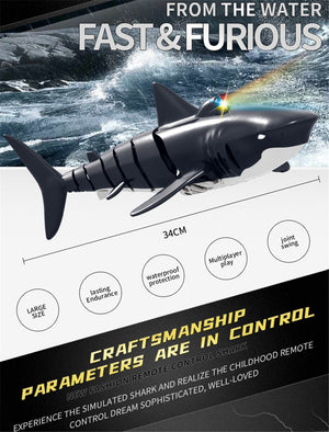 Remote Control Shark Remote Control Boat Water Toy Children's Toy Rowing Water Toy Diving - Zambeel