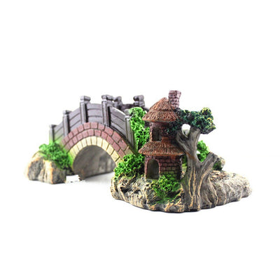 Resin Bridge Arch Bridge Black Red Bridge Fish Tank Landscaping Decoration Bridge Aquarium Equipment Accessories Turtle Climbing Platform Retro Arch Bridge - Zambeel