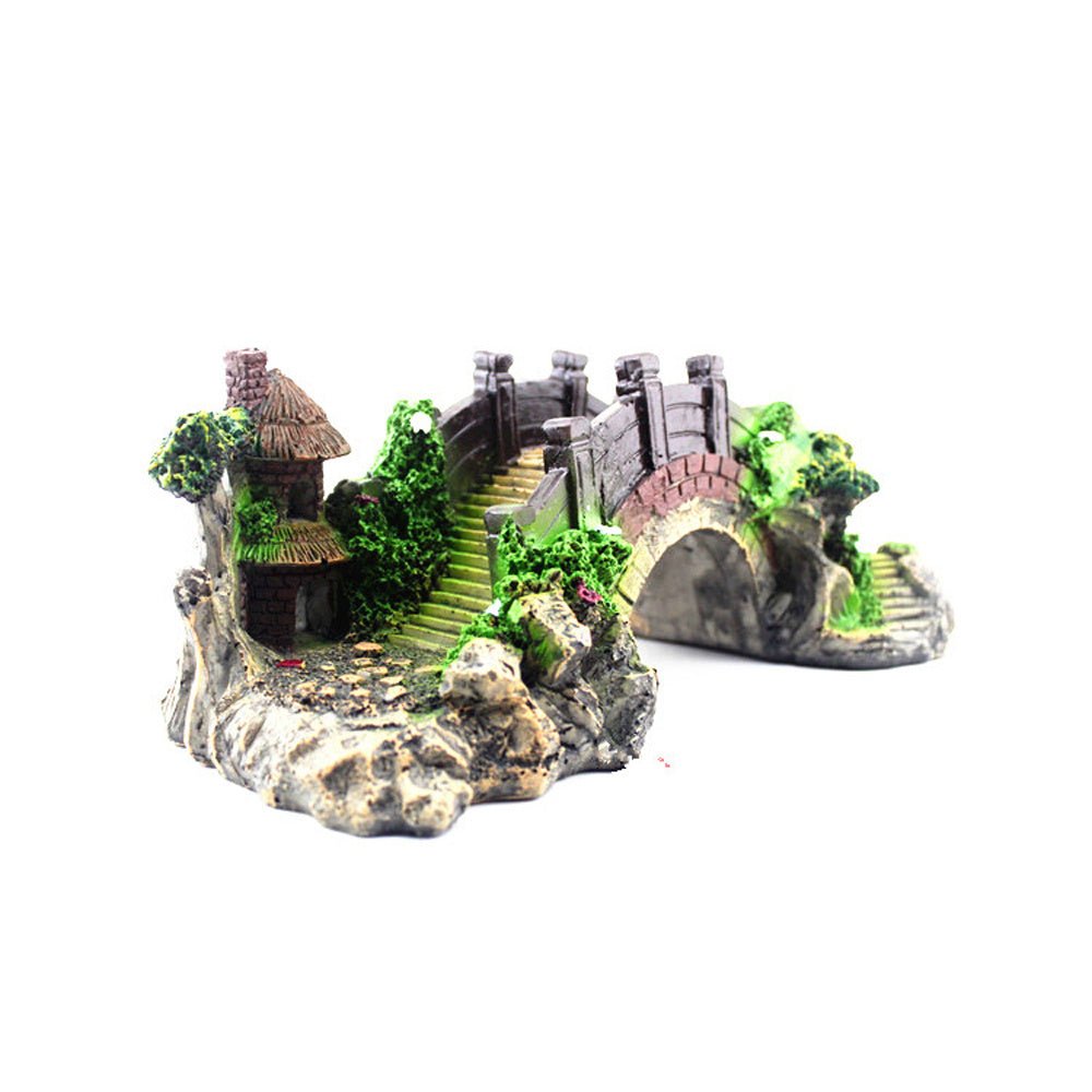 Resin Bridge Arch Bridge Black Red Bridge Fish Tank Landscaping Decoration Bridge Aquarium Equipment Accessories Turtle Climbing Platform Retro Arch Bridge - Zambeel