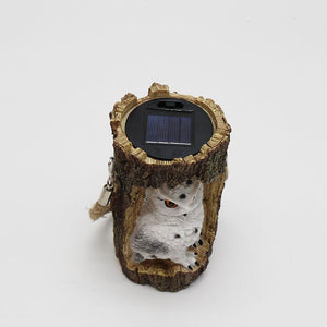 Resin Solar Stump Owl Lawn Night Light - Zambeel