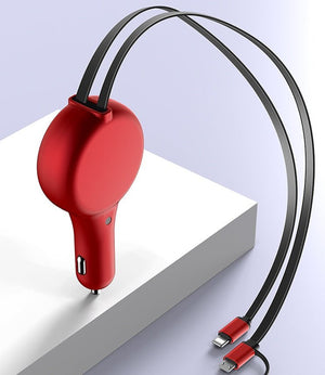 Retractable Car Charger Fast Charge Flash Charge One For Two - Zambeel
