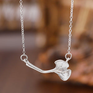 Retro Alloy Ginkgo Leaf Earring And Necklace Set - Zambeel