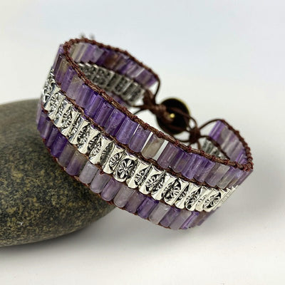 Retro Amethyst Cylindrical Braided Bracelet From Europe And The US - Zambeel
