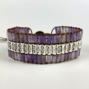Retro Amethyst Cylindrical Braided Bracelet From Europe And The US - Zambeel