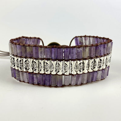 Retro Amethyst Cylindrical Braided Bracelet From Europe And The US - Zambeel