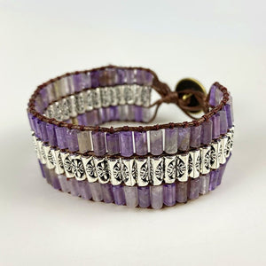 Retro Amethyst Cylindrical Braided Bracelet From Europe And The US - Zambeel