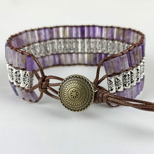 Retro Amethyst Cylindrical Braided Bracelet From Europe And The US - Zambeel