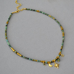 Retro Artistic Turquoise Beaded Necklace For Women - Zambeel