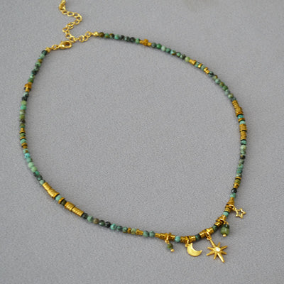 Retro Artistic Turquoise Beaded Necklace For Women - Zambeel