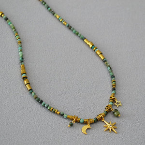 Retro Artistic Turquoise Beaded Necklace For Women - Zambeel
