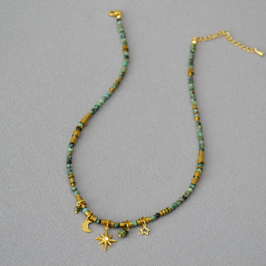 Retro Artistic Turquoise Beaded Necklace For Women - Zambeel