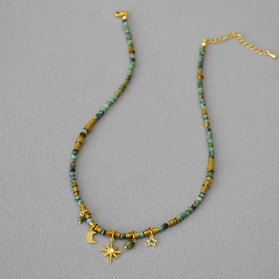 Retro Artistic Turquoise Beaded Necklace For Women - Zambeel