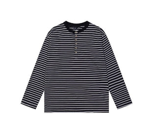 Retro Classic Striped Simple Long - sleeved Shirt Relaxed Feel - Zambeel