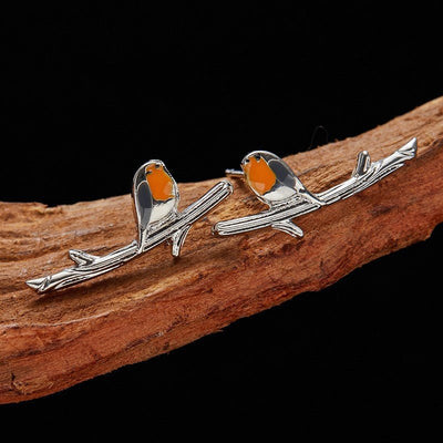 Retro Colorful Little Bird Oil - drip Earrings - Zambeel