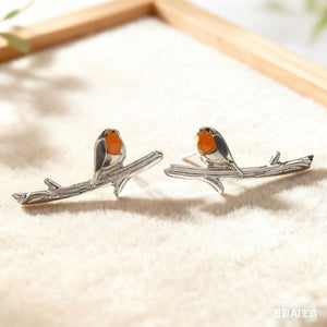 Retro Colorful Little Bird Oil - drip Earrings - Zambeel