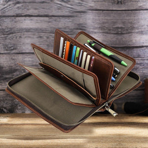 Retro Crazy Horse Cowhide Business Casual Clutch - Zambeel