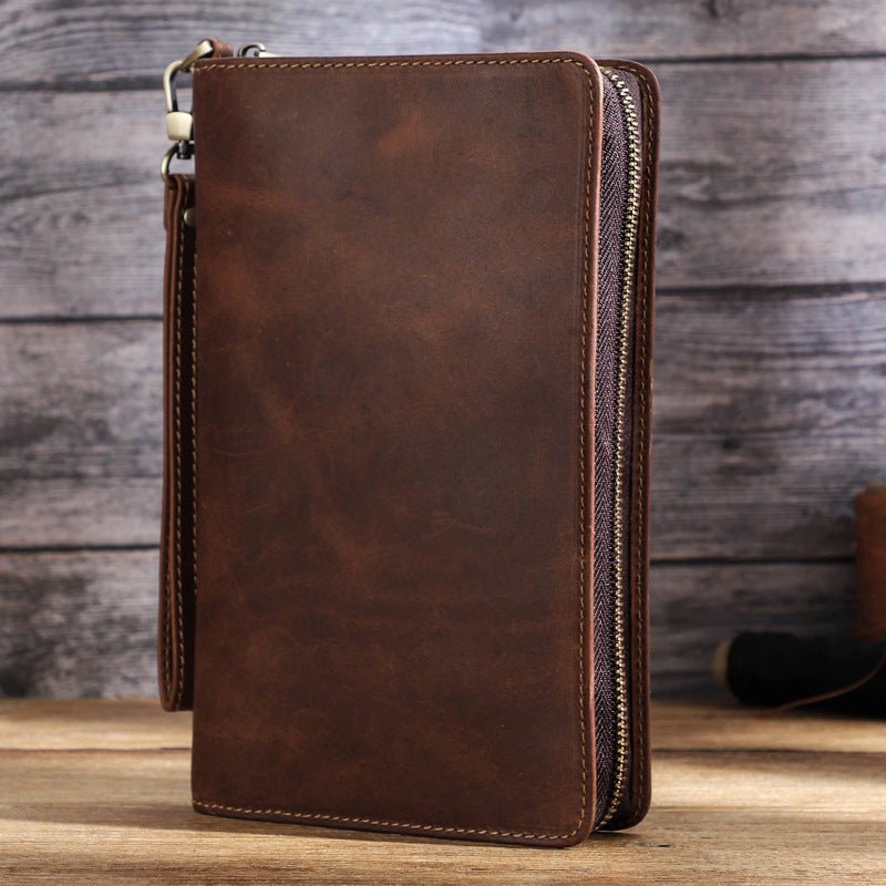 Retro Crazy Horse Cowhide Business Casual Clutch - Zambeel