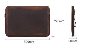 Retro Crazy Horse Leather Notebook Zipper Computer Bag - Zambeel