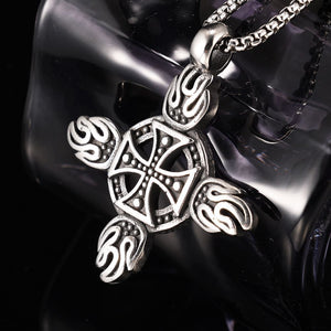 Retro Cross Flame Design Titanium Steel Necklace For Men - Zambeel