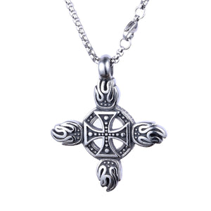 Retro Cross Flame Design Titanium Steel Necklace For Men - Zambeel