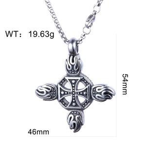 Retro Cross Flame Design Titanium Steel Necklace For Men - Zambeel