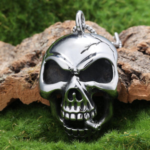 Retro Edgy Skull Pendant With A Cigarette Made From Titanium Steel - Zambeel