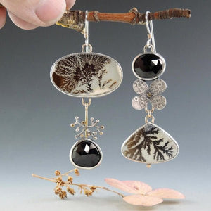 Retro Enamel Asymmetric Earrings Artistic And Literary - Zambeel