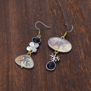 Retro Enamel Asymmetric Earrings Artistic And Literary - Zambeel
