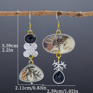 Retro Enamel Asymmetric Earrings Artistic And Literary - Zambeel