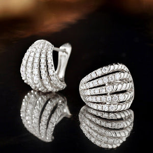Retro Fashion Line Multi - layer Earrings With Dense Inlay - Zambeel