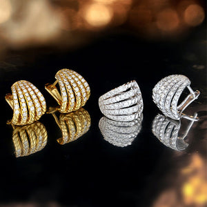 Retro Fashion Line Multi - layer Earrings With Dense Inlay - Zambeel